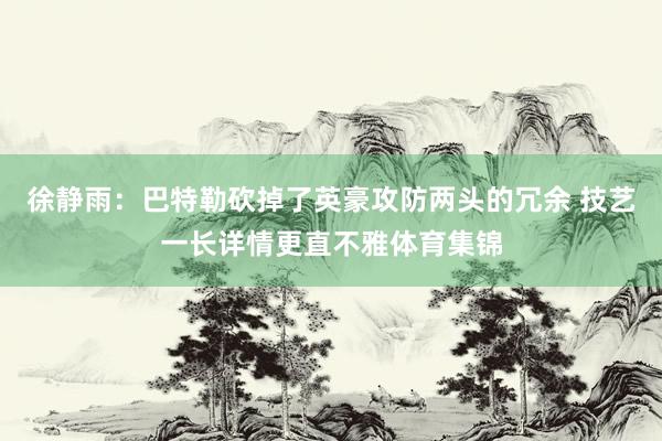 徐静雨：巴特勒砍掉了英豪攻防两头的冗余 技艺一长详情更直不雅体育集锦