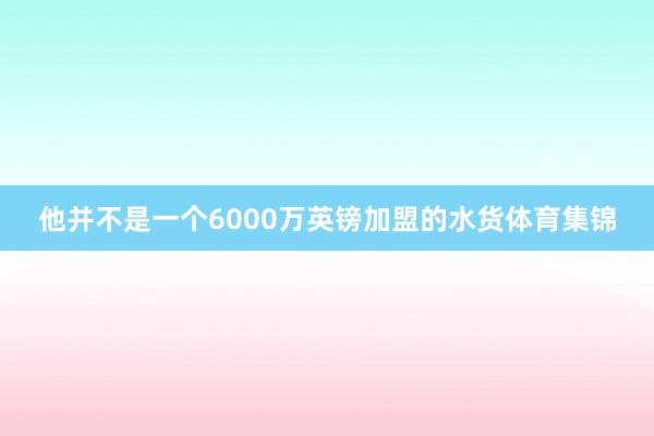 他并不是一个6000万英镑加盟的水货体育集锦