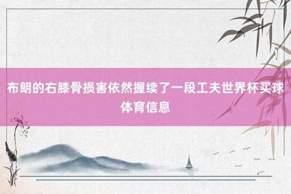 布朗的右膝骨损害依然握续了一段工夫世界杯买球体育信息