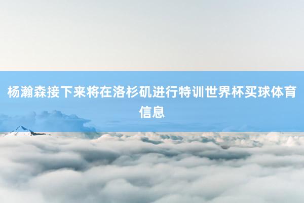 杨瀚森接下来将在洛杉矶进行特训世界杯买球体育信息