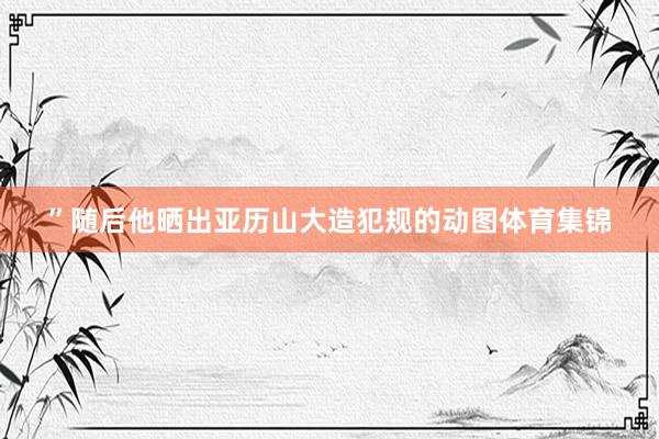 ”随后他晒出亚历山大造犯规的动图体育集锦
