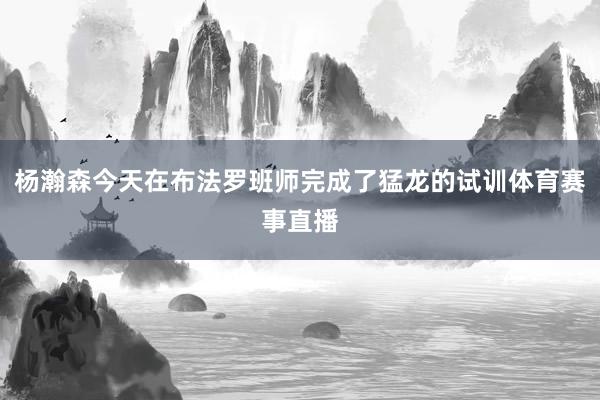 杨瀚森今天在布法罗班师完成了猛龙的试训体育赛事直播