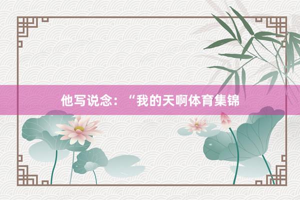 他写说念：“我的天啊体育集锦