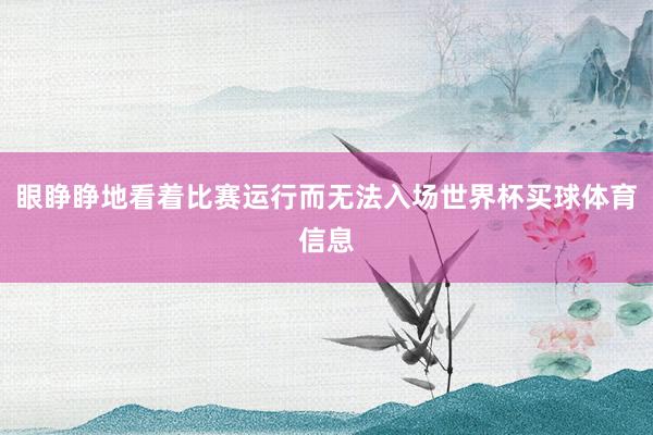 眼睁睁地看着比赛运行而无法入场世界杯买球体育信息