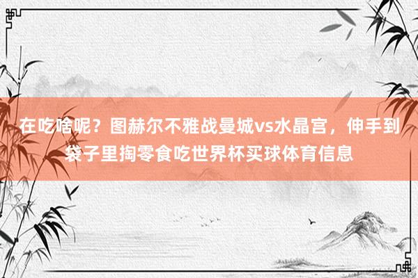 在吃啥呢？图赫尔不雅战曼城vs水晶宫，伸手到袋子里掏零食吃世界杯买球体育信息