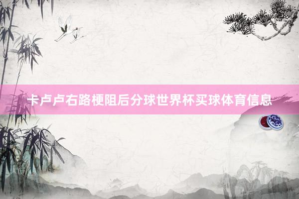 卡卢卢右路梗阻后分球世界杯买球体育信息
