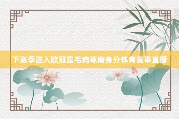 下赛季进入欧冠是毛病琢磨身分体育赛事直播