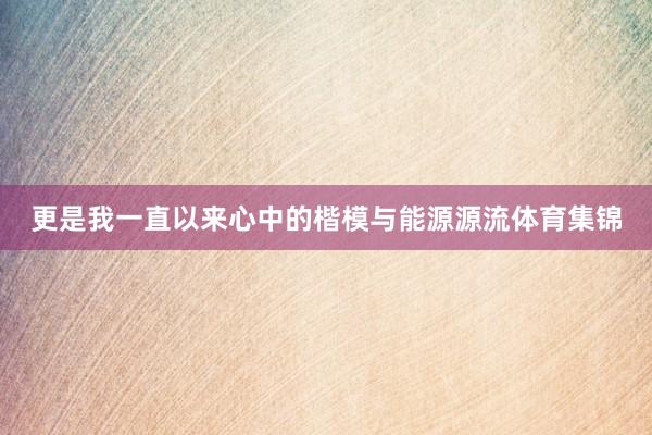 更是我一直以来心中的楷模与能源源流体育集锦