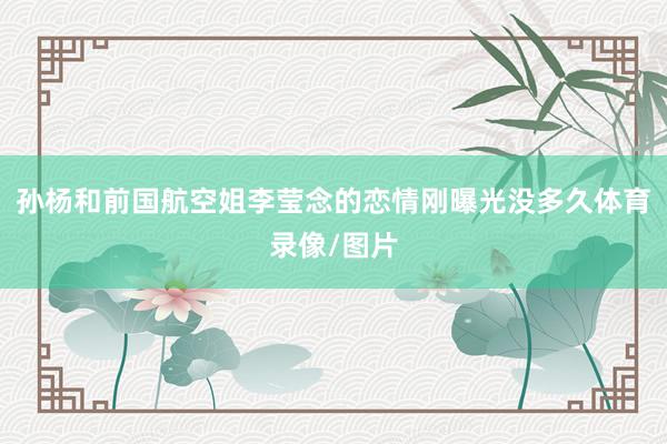 孙杨和前国航空姐李莹念的恋情刚曝光没多久体育录像/图片