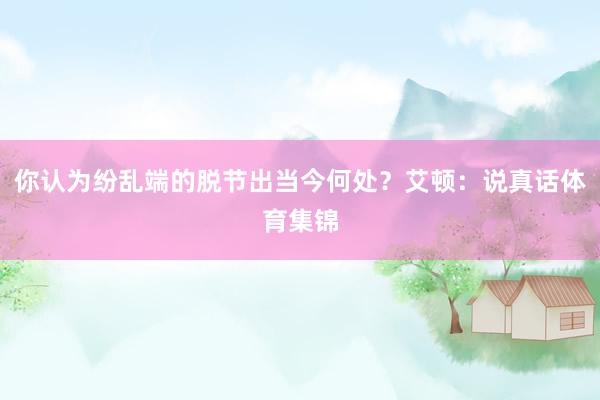 你认为纷乱端的脱节出当今何处？艾顿：说真话体育集锦